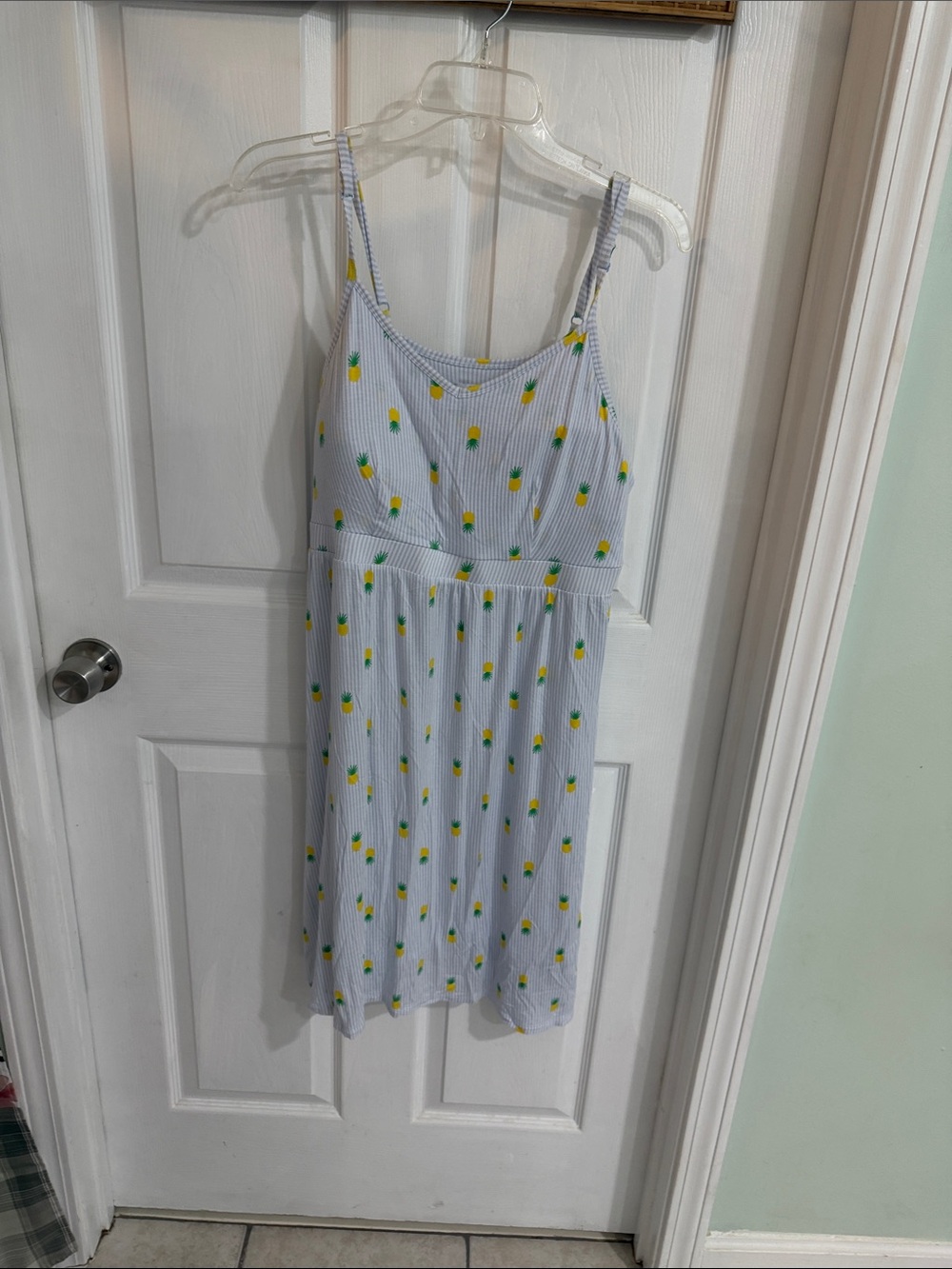 crown & ivy Light Blue and Yellow Pineapple Print Sundress